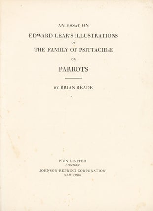 Stock ID 12481 An essay on Edward Lear's illustrations of the family of Psittacidae or parrots...