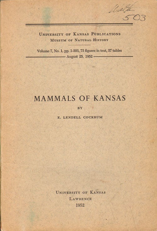 Stock ID 19016 Mammals of Kansas. E. Lendell Cockrum.
