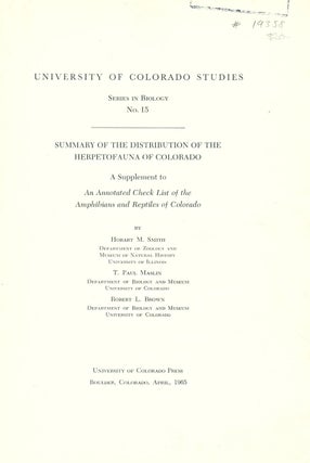 Stock ID 19358 Summary of the distribution of the herpetofauna of Colorado (a supplement to The...
