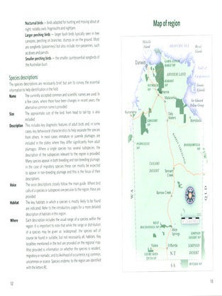 Regional field guide to birds: red centre to the top end.