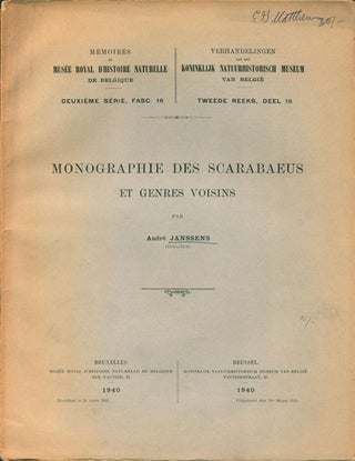 Stock ID 39404 Monographie des Scarabaeus et genre Voisins. Andrew Janssens
