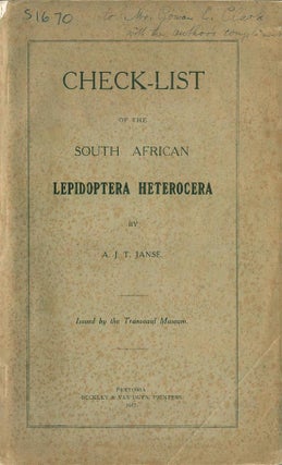 Stock ID 43120 Check-list of the South African Lepidoptera Heterocera. A. J. T. Janse