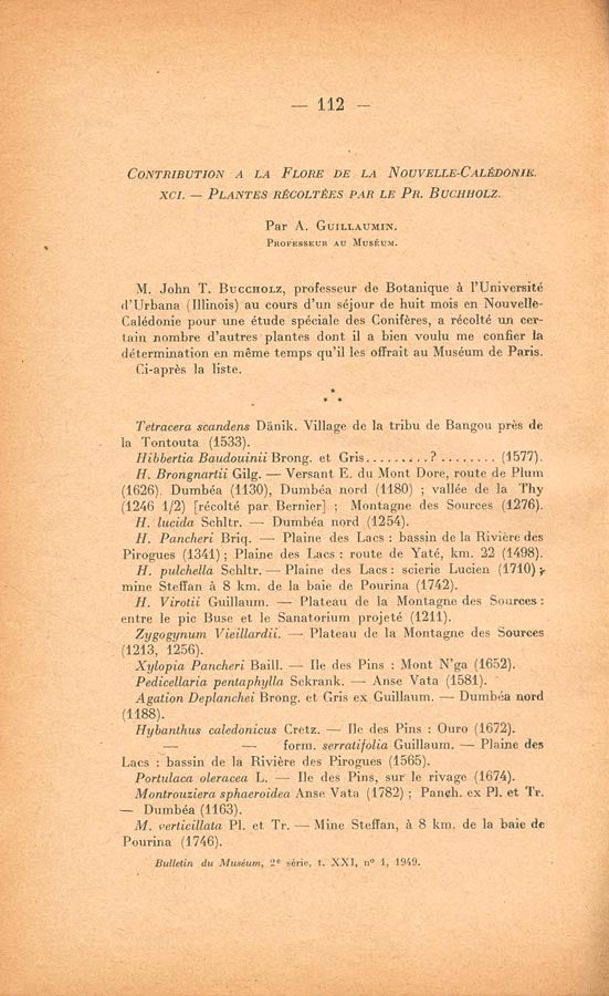 Stock ID 43218 Contribution a la flore de la nouvelle-caledonie. A. Guillaumin.