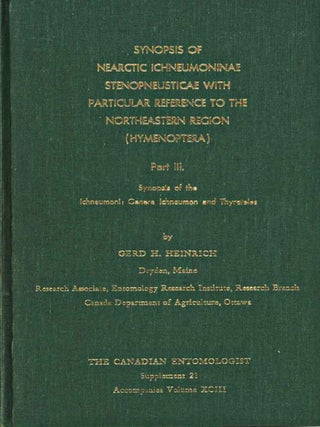 Stock ID 44305 Synopsis of Nearctic Ichneumoninae Stenopneusticae with particular reference to...