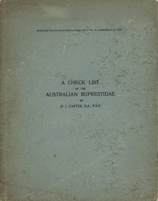 Stock ID 44872 A check list of the Australian Buprestidae. H. J. Carter