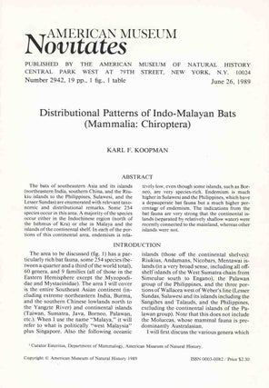 Stock ID 44983 American Museum Novitates: distributional patterns of Indo-Malayan bats (mammalia:...