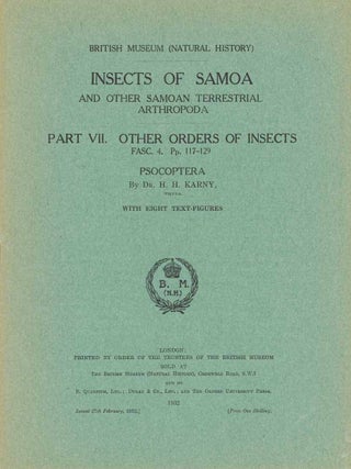 Stock ID 46494 Insects of Somoa, part seven, fascicle four: Psocoptera. H. H. Karny