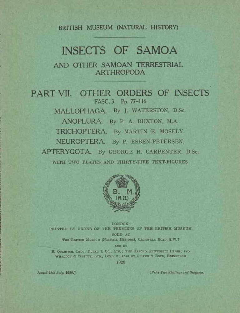 Stock ID 46496 Insects of Somoa, part seven, fascicle four: Mallophaga. Waterston.