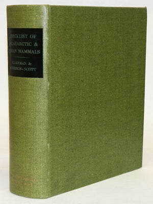 Stock ID 6008 Checklist of Palaearctic and Indian mammals 1758 to 1946. J. R. Ellerman, T. C. S....