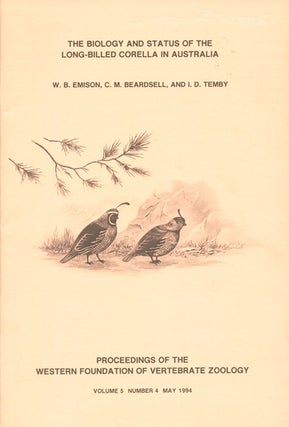 The biology and status of the Long-billed Corella in Australia. W. B. Emison.