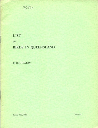 Stock ID 7012 List of birds in Queensland. H. J. Lavery