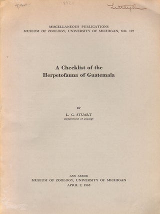 Stock ID 8921 A checklist of the herpetofauna of Guatemala. L. C. Stuart